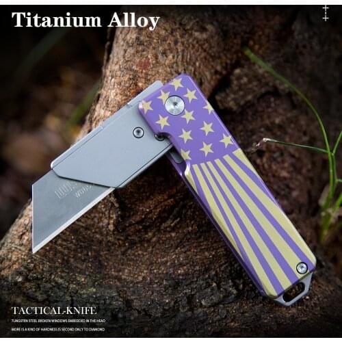 Titanium alloy folding knife outdoor cutting tool portable mini EDC folding knife camping
