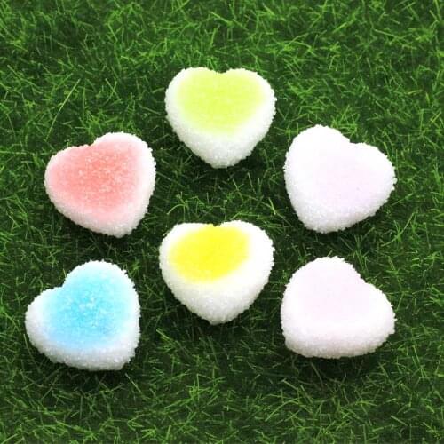 Resin Soft Candy Heart Charms Pendant Flatback Heart Shape Candy Cabochons DIY Scrapbooking Embellishment Decor Craft