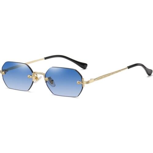 Small Rectangle Sunglasses Rimless Men Metal Fashion Square Sun glasses For Women Gradient Lens Frameless Uv400 Shades