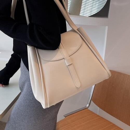 Beige Womens Shoulder Bag Large Capacity Casual Tote Bags Female Big Solid Color Travel Bag Ladies Designer Pu Leather Handbag