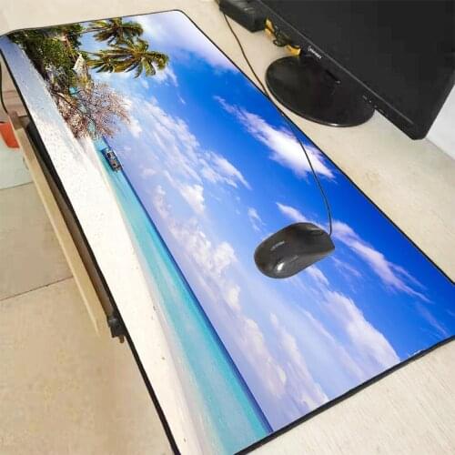XGZ Palm Trees Beach Cloud Large Gaming Mouse Pad Locking Edge Mouse Mat for Laptop Computer Keyboard Pad Desk Pad for Dota CSGO