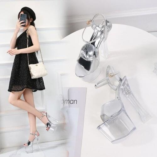 Women Platform Summer Shoes High Heel Transparent Stripper Heels Wedding Shoes Woman Summer flower Sandals Gladiator Sandals