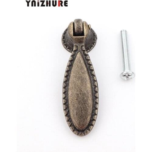 1pc Antique Handle Drawer Wardrobe Door Handle Alloy Handle Front With Screw Driver Zinc Alloy,Bronze Tone