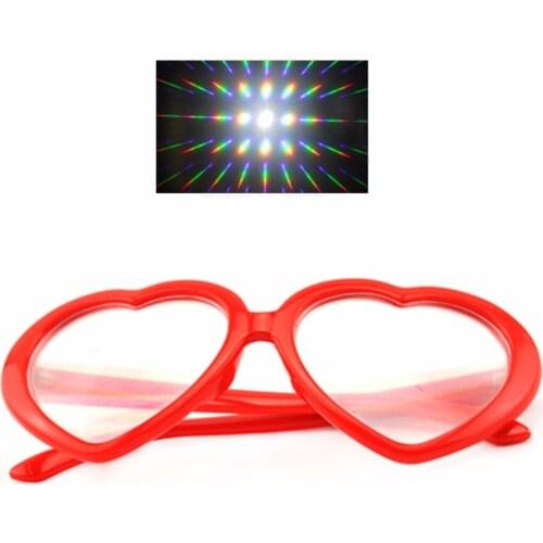 1pcs Red Heart Shape Diffraction Grating Party Rave Glasses Plastic, Orbit Light Show Fireworks Refraction EDM Laser Glasses