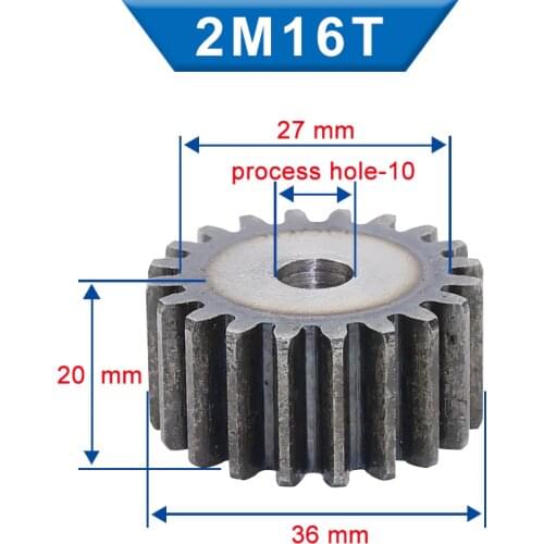 1 Piece spur Gear 2M16Teeth rough Hole 10 mm motor gear 45#carbon steel Material High Quality pinion gear Total Height 20 mm