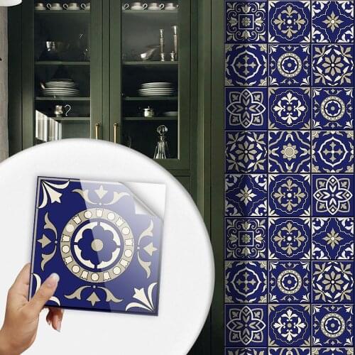 10/15/20/30cm Moroccan Style Hard Tiles Wall Sticker Kitchen Backsplash Art Mural Waterproof & Oil-proof Ceramics PVC Wallpaper