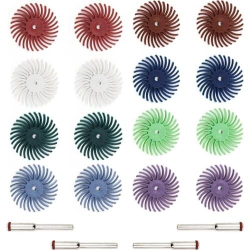 16PCS Abrasive Brush Wheel Radial Bristle Disc Mixed Buffing Wheel Brushes Set with 4x Mandrels for Rotary Dremel Tool