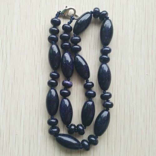 2017 new fashion hot selling good quality blue sand stone rice shape beads pendants & necklace diy jewelry making free shipping