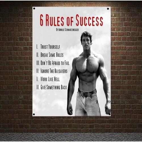 6 RULES OF SUCCESS Man Muscular Body Poster Wall Hanging Workout Bodybuilding Banner Flag Exercise Tapestry Painting Gym Decor