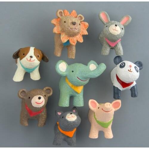 6pieces / lot)Head panda rabbit lion puppy elephant bear piglet three - dimensional refrigerator