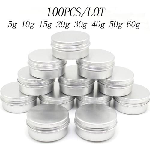 100PCS 5g 10g 15g 20g 30g 40g 50g 60g Aluminum Tin Jars Metal 50ml Empty Cosmetic Face Care Eye Cream Lip Balm Gloss Packaging
