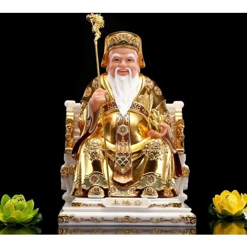 Asia HOME alter Temple High grade jade gilding God of wealth TU DI GONG Buddha statue shop bring money GOOD luck CAI SHEN statue