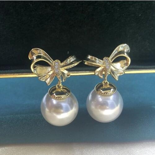 Bow Knot 925 Sterling Silver Earrings Findings Settings Base Mountings Parts Mounts for Coral Pearls Agate Crystal Stones Beads