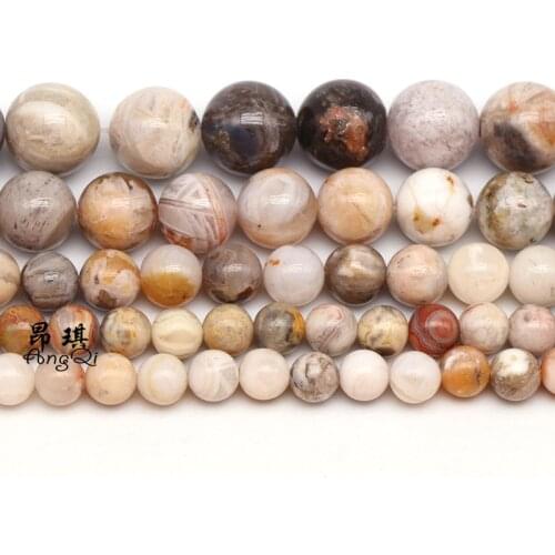 Natural Stone Bamboo Leaf Agates Round Loose Beads 4-12mm Pick Size Spacer Beads For Jewelry Making DIY Bracelets Necklaces 15