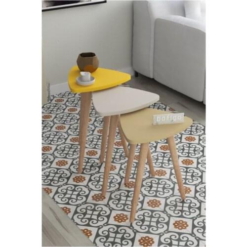 Color Triple Zigon Coffee Table Wood Legs Design Pastel Colors