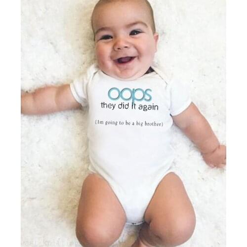 DERMSPE 2019 New Casual Newborn Baby Boys Girls Short Sleeve Letter Print Oop They Did It Again Cotton Romper Baby Clothes