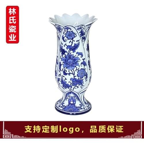 42 cm Jingdezhen Ceramics Chinese Blue and White Long Neck Flower Arrangement