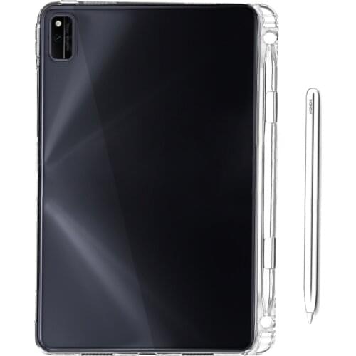 For Huawei MatePad 10.4'' 2020 BAH3-W09/AL00 Transparent Silicon Case With Pencil Holder Soft TPU Back Cover For Honor V6 10.4