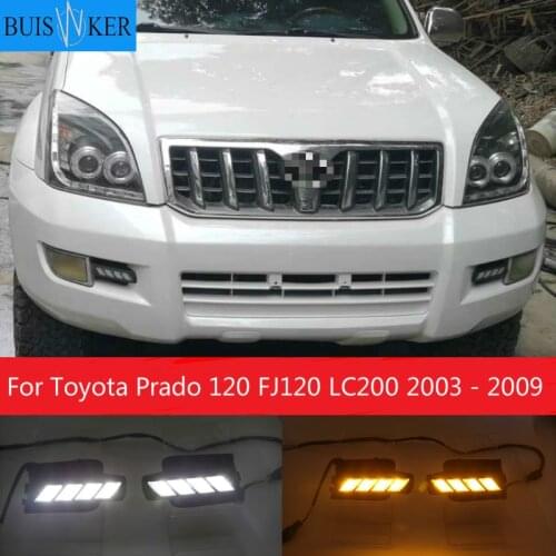 For Toyota Prado 120 FJ120 LC200 2003 - 2009 Dimming Style Relay Waterproof ABS 12V Car LED DRL LED Daytime Running Light