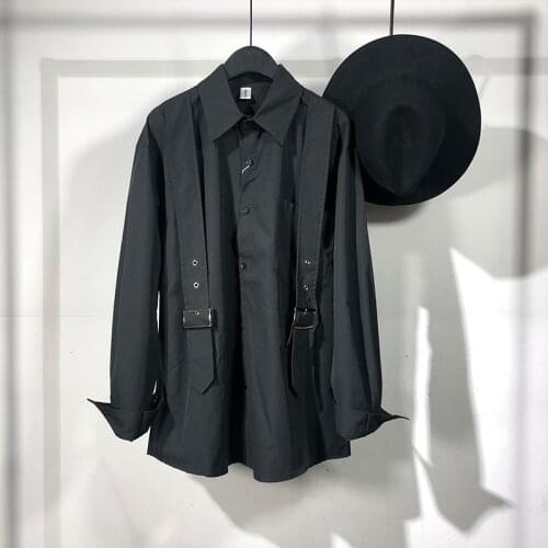 Owen seak Men Casual Shirt Gothic Mens Clothing Hip Hop Tops Tees Autumn Oversized High Streetwear Long Sleeves Black Shirt