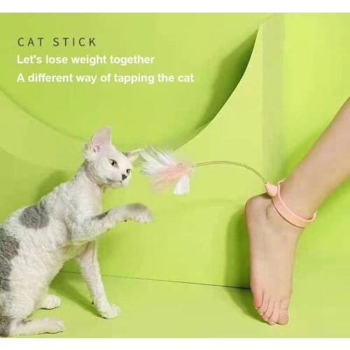 Pet Feather Toys Interactive Cat Toy Funny Free Hands Cat Teaser Stick Easy Install Teaser Wand For Cats Kittens Pet Accessories