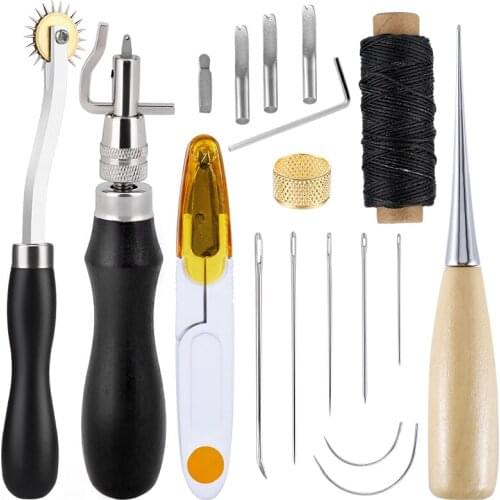LMDZ Leather Sewing Tool Stitching Groover Edge Beveler Leather Waxed Thread Needle Leather Handmade Tool for Work Beginner