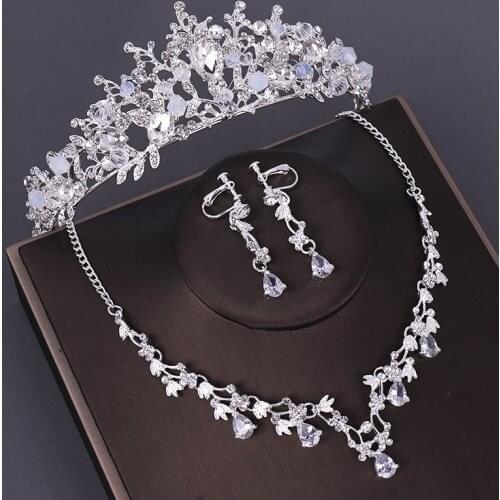 Korean Rhinestone Crown Necklace jewelry Set Wedding Accessorie Necklace Bridal Wedding jewelry