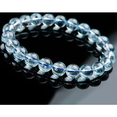 Top Quality Natural Natural Topaz Blue Crystal 7mm 8mm 9mm Clear Round Beads Woman Men Reiki Stretch Bracelet Healing AAAAAA