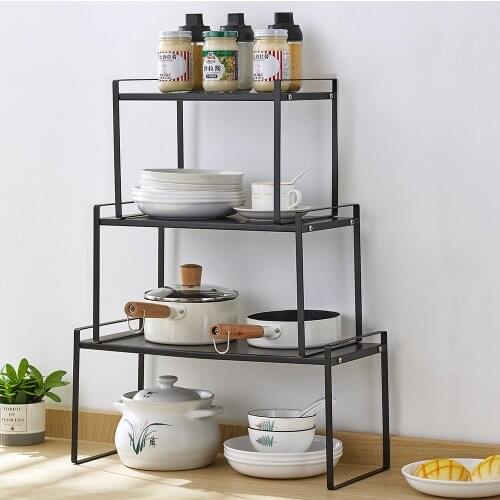 Kitchen Organizer Storage Shelf Dish Spice Storage Rack Bowl Cup Bottle Holder Multifunction Home Bathroom Shoe Closet Shelves