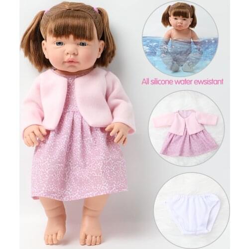 40.5cm simulation long hair bebe reborn newborn doll 16 inch Soft silicone Realistic Waterproof doll DIY education bath toys kid