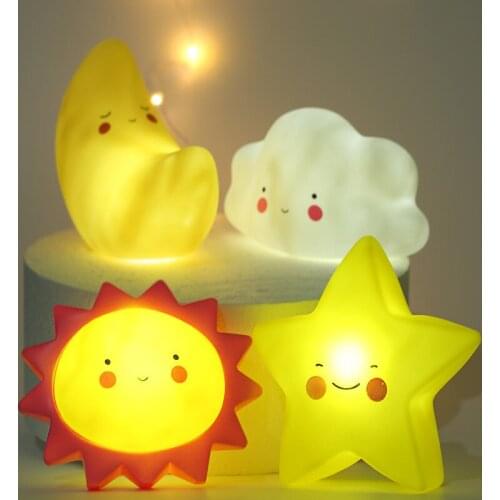 Cute Silicone Cloud Star Moon Led Night Light Children’s Baby Bedroom Desktop Decoration Night Light Room Decoration Light