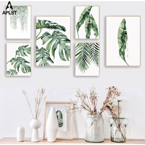 Tropical Plant Green Leaves Wall Art Nordic Canvas Poster Botanical Leaf Scandinavian Decoration Picture Bedroom Print Painting