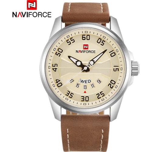 2018 New NAVIFORCE Brand Men Quartz Watches Leatehr Waterproof Analog Watches Mens Date Casual Clock Rome Time Relogio Masculino