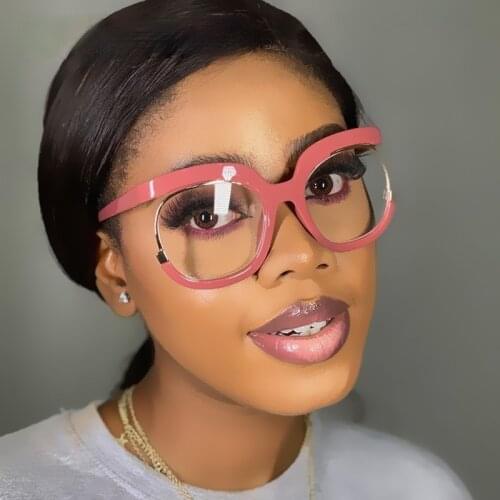 2021 New Fashion Square Anti-blue Light Eyeglasses For Women Vintage Black Pink Glasses Frame Female Computer Eyewear