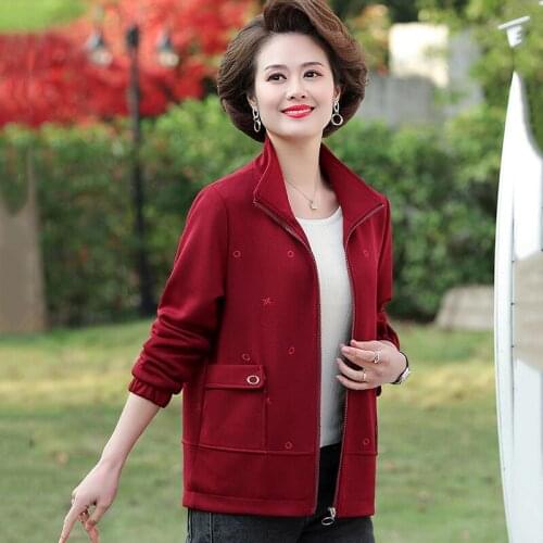 New Spring Coat Short Middle-aged women Casual Jacket Plus size Womens Sports Sweater Fashion Loose Overcoat Sweatshirt 4XL 5XL