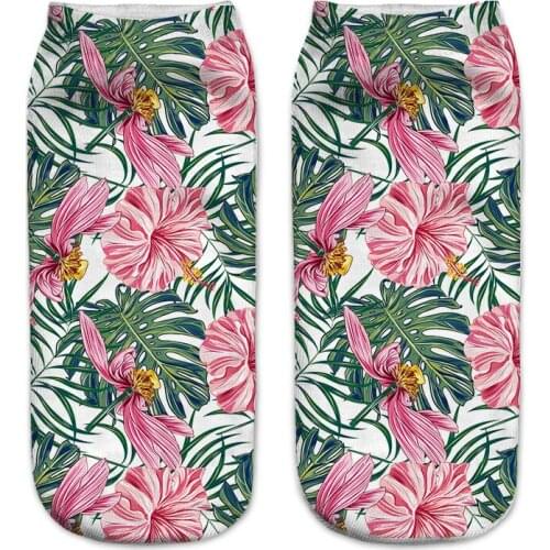 New 3D Printing Flamingo Socks Comfortable Polyester Women Durable Socks Cute Low Cut Foot Wax Cartoons Comfortable Type Young