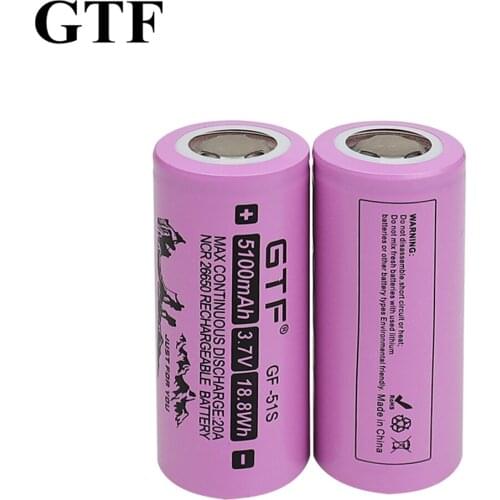 Rechargeable li-ion battery of actual gtf 26650 5000mah 3.7v capacity for smooth head batteries from alternative power source po