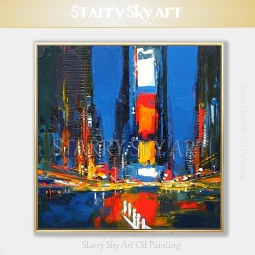 Professional Painter Hand-painted Abstract Cityscape Street Oil Painting on Canvas Beautiful Abstract City Street Oil Painting