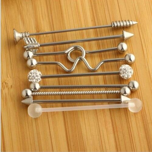 Straight Industrial Barbell Stainless Steel Arrow Stud Earrings Tragus Ear Piercing Body Jewelry New