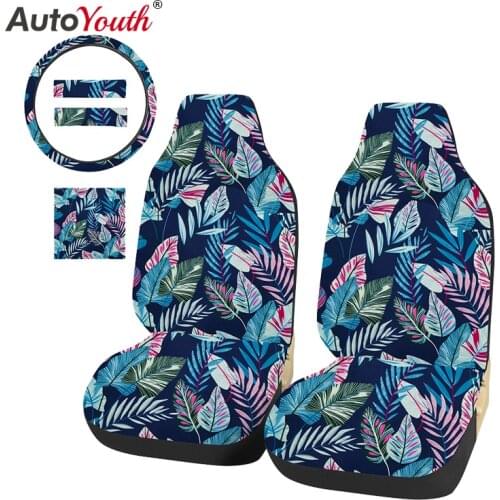 Colorful Car Seat Cover Universal Double Front Seat Cover With Steering Wheel Cover And Seat Belt Protection Cover Car Interior