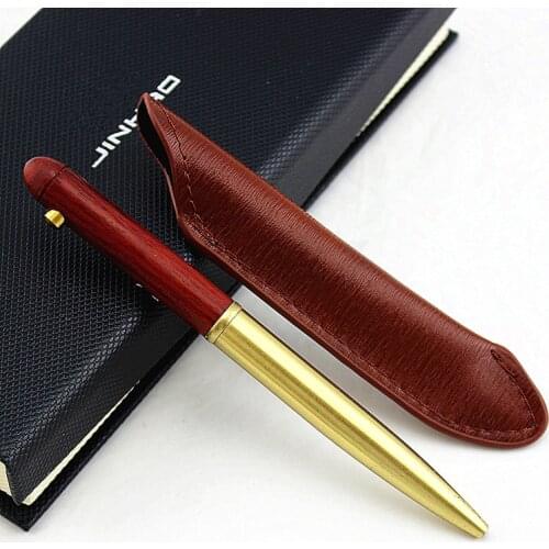 Luxury Pen Wood+Metal 0.7mm High Quality Leather pencil bag Matching Ballpoint pens For Office School Writing Supplies Gift
