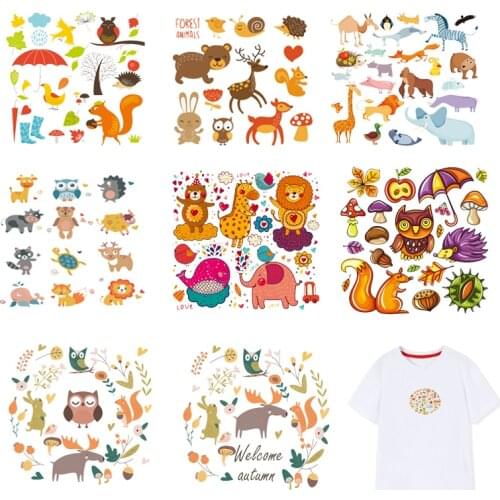 Iron-on Transfers for Clothing Patches for Clothes Animals Stickers Diy Cute Patch Flex Fusible Transfer Vinyl Adhesive Stripe I