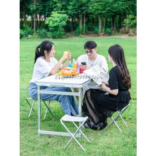 Outdoor Folding Table And Chair Set Aluminum Alloy Portable Barbecue Stall Self Driving Car Picnic Camping Table