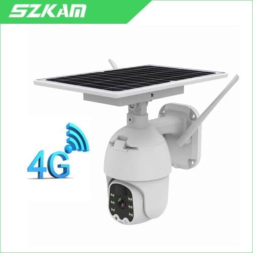 SZKAM Solar 4G WiFi Camera 1080P HD 4G Sim Card /WiFi PTZ Speed Dome Camera Security Wireless CCTV Outdoor Waterproof 2MP Camera