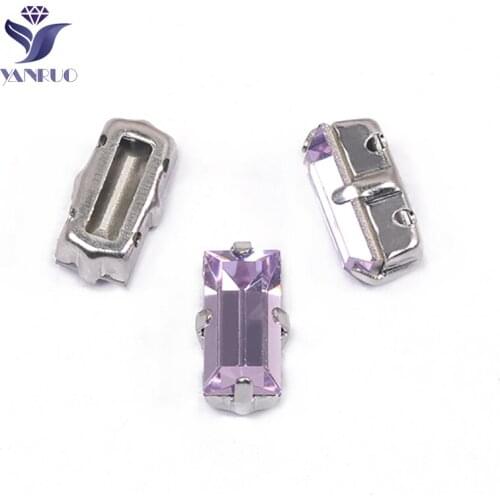 YANRUO 4501 5x10mm Violet Baguette Fancy Stones Setting Glitter Gems Luxury Strass Point Back Sew On Crystal Rhinestones