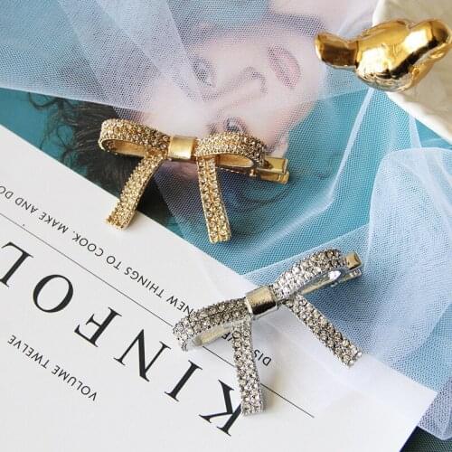 Hair Clips for Women Fashionable Crystal Bow Hair Pin Light Luxury Geometry Hair Accessories for Women 2020 Jewelry Wholesale