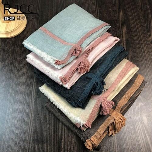 PURE Wool knit check shawl women 2020 winter warm 210-105cm pashmina scarf HZZ169