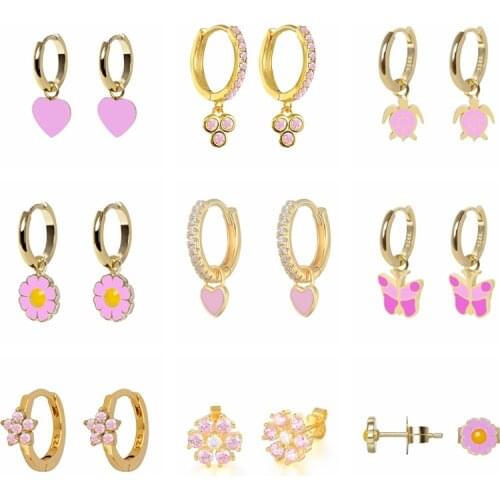 Viny 925 Sterling Silver Earrings For Women Pink Series Earrings Dangle Ear Piercing Pendientes 2021 Trend Vintage Mom Gift