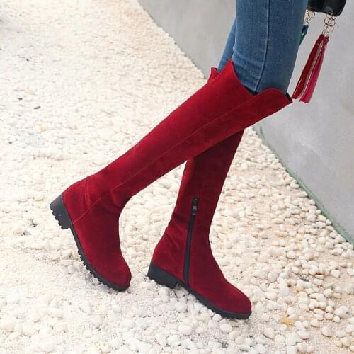 YMECHIC Womens Knee High Boots Medium Block Heel Knee High Botas Green Black Ladies Shoes Plus Size Knight Boots Female 2018