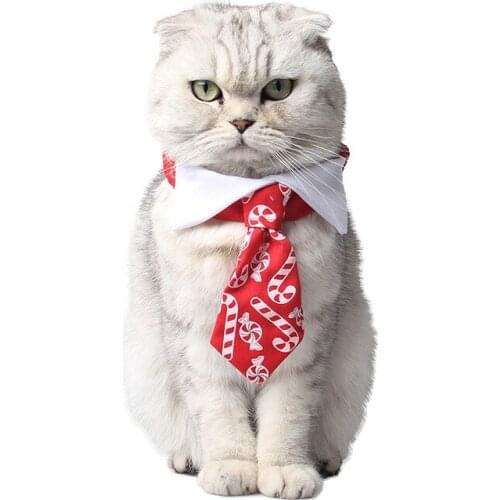 1PC Cute Adjustable Dog Cat Pet Happy New Year Adorable Grooming Tie Candy Crutch Christmas Red Necktie Wear Bow Tie Pet Supply